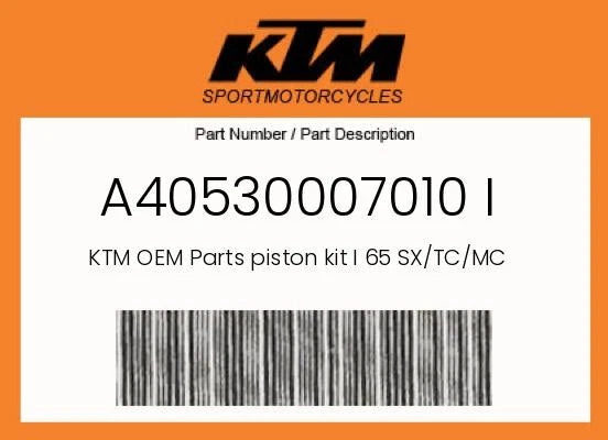 KTM PISTON KIT I 65 SX/TC/MC
